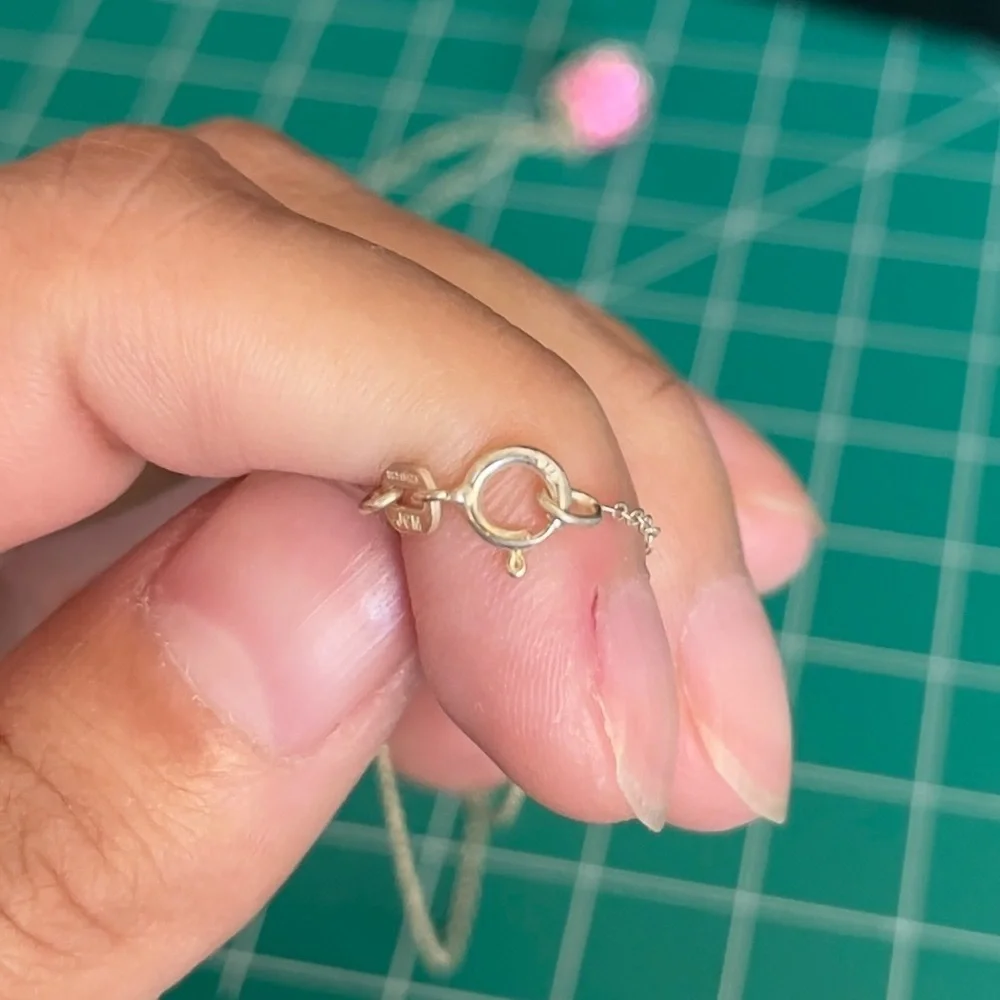 Pink sterling silver cz necklace